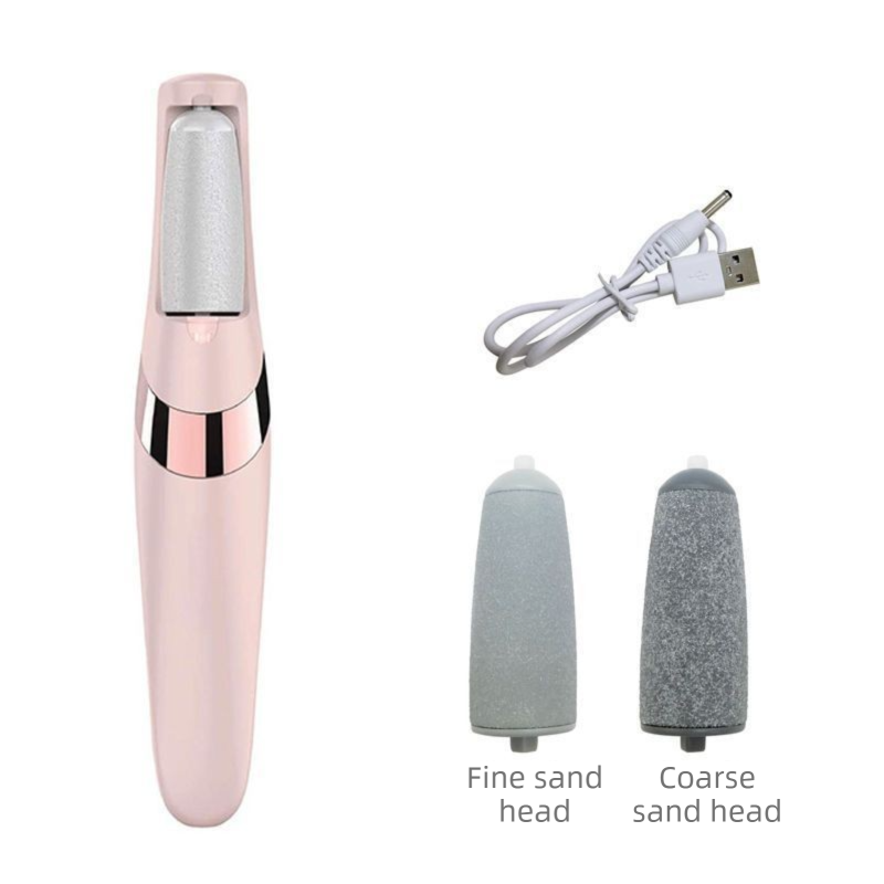 Pink Wireless Electric Foot Grinder With Two Heads - Automatic Pedicure Tool for Removing Callus and Dead Skin, Portable Small Handheld Design &amp; USB Rechargeable