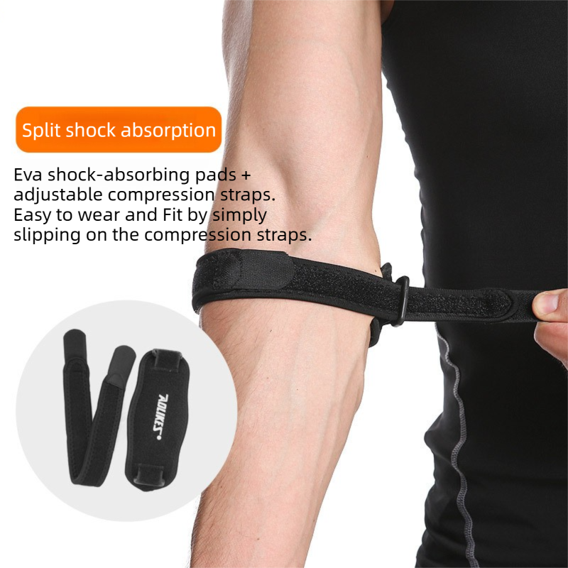 Two-Pair Light Grey Adjustable Compression Elbow Brace with Thick Sponge Padding - Sports Support for Various Sports and Everyday Work