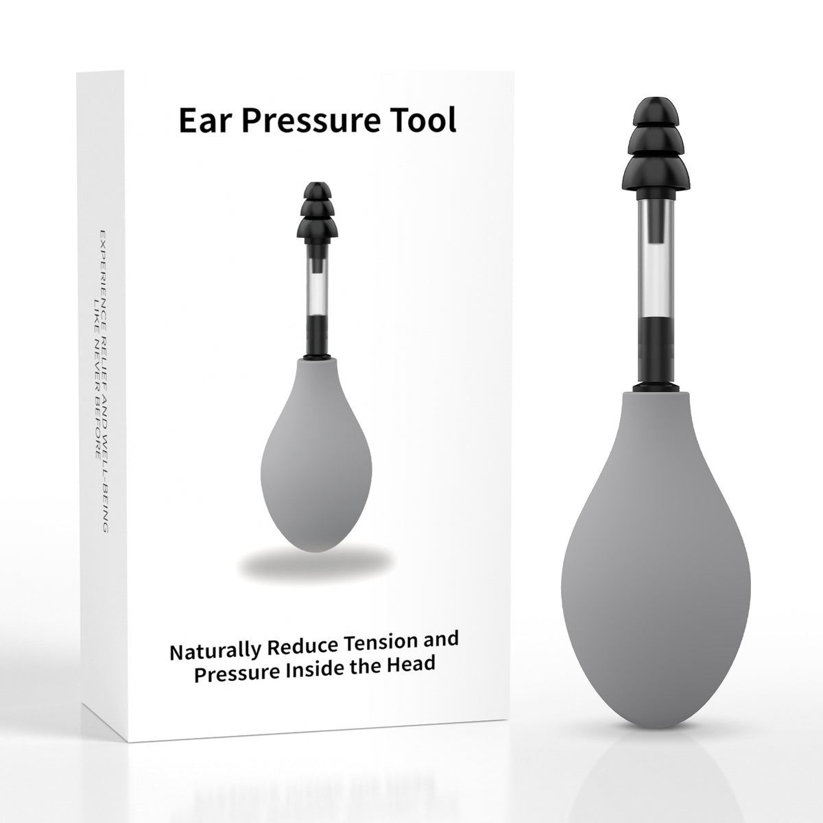 Grey Portable Manual Ear Massager - Natural Relief and Decompression Tool, Inner Ear Pressure Stimulator Device