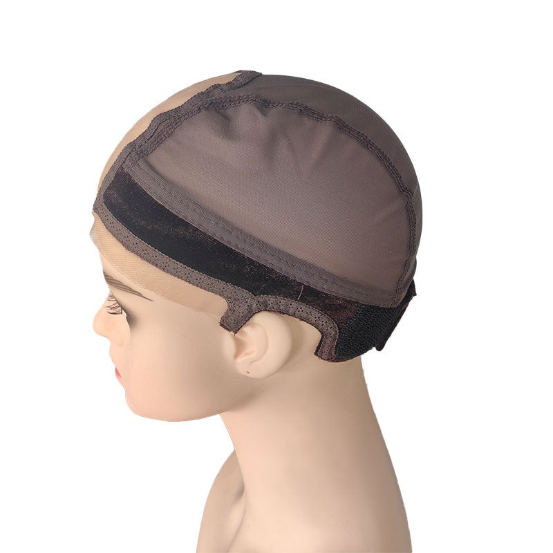 2-Pack Dark Brown U-Part Open-Ear Wig Cap with 4x5 Inch Double Velvet Lace - Comfort &amp; Stability, for Wig Making and Secure Wear