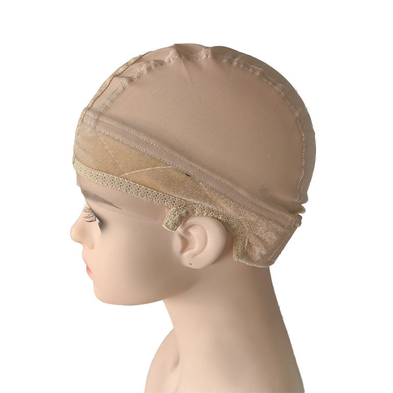 2-Pack Beige U-Part Open-Ear Wig Cap with 4x5 Inch Double Velvet Lace - Comfort &amp; Stability, for Wig Making and Secure Wear