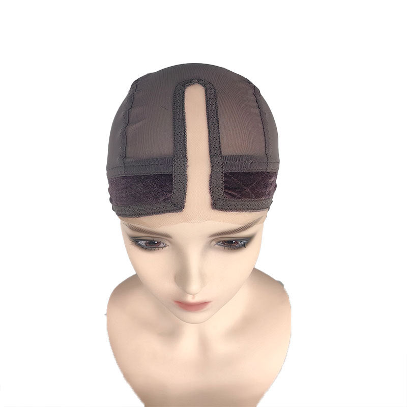 2-Pack Dark Brown U-Part Covered-Ear Wig Cap with 4x5 Inch Double Velvet Lace - Comfort &amp; Stability, for Wig Making and Secure Wear