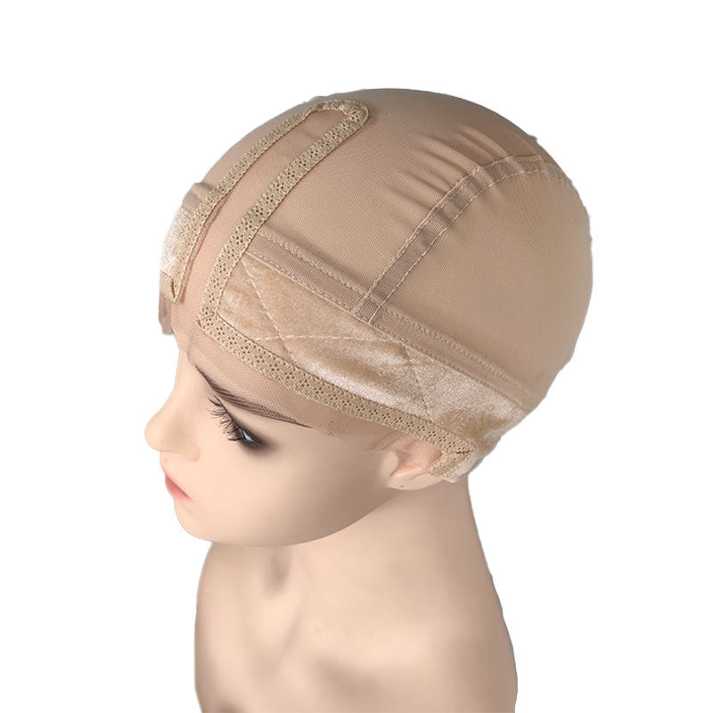 2-Pack Beige U-Part Covered-Ear Wig Cap with 4x5 Inch Double Velvet Lace - Comfort &amp; Stability, for Wig Making and Secure Wear
