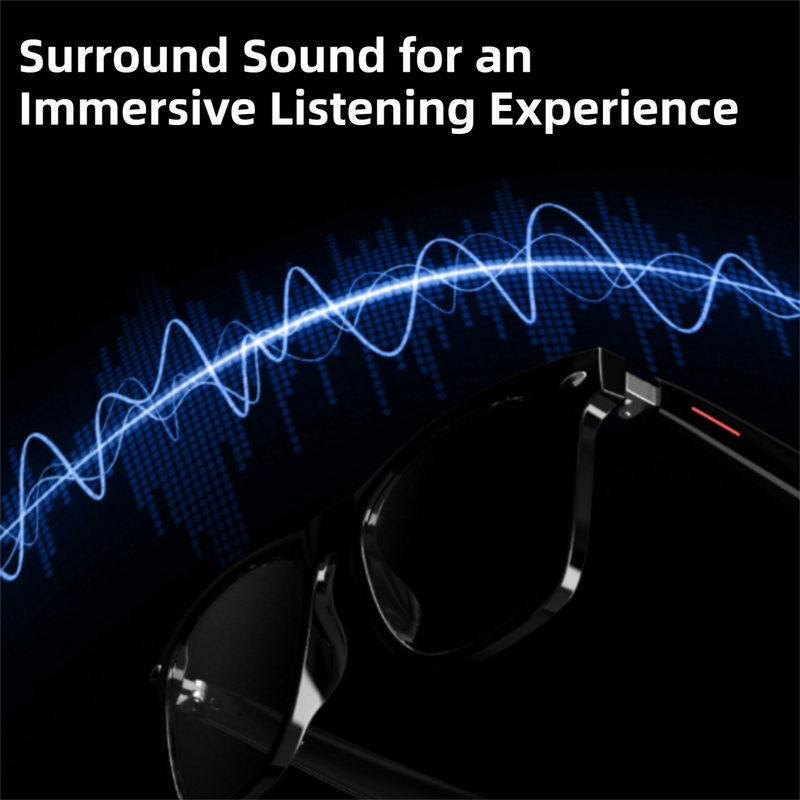 Black Ultra-Light AI Smart Sunglasses - Immersive Stereo Sound, Clear Noise Reduction, IPX Waterproof, Comfortable & Stylish