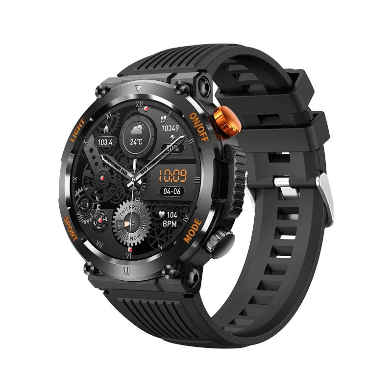 HT17 Black Outdoor Rugged Sports Smartwatch with Bluetooth Calling - 7-Day Battery, IP68 Waterproof, Multi-Health Monitor & Fitness Tracking