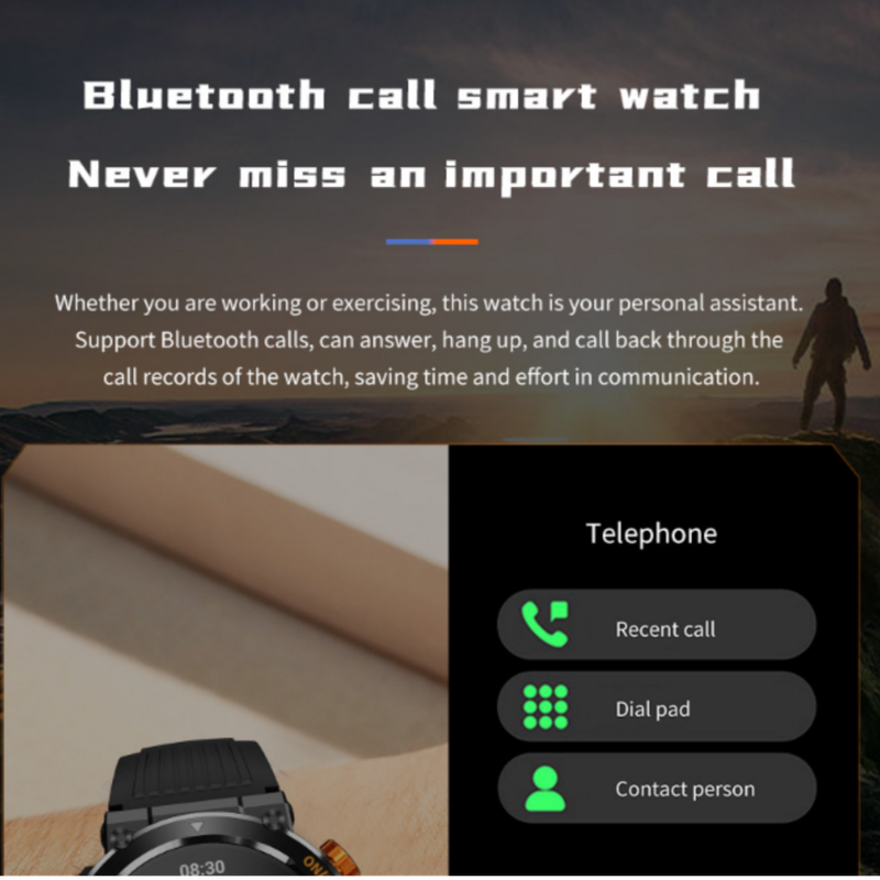 HT17 Blue Outdoor Rugged Sports Smartwatch with Bluetooth Calling - 7-Day Battery, IP68 Waterproof, Multi-Health Monitor & Fitness Tracking