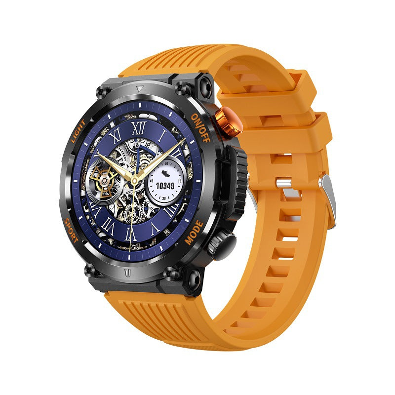 HT17 Orange Outdoor Rugged Sports Smartwatch with Bluetooth Calling - 7-Day Battery, IP68 Waterproof, Multi-Health Monitor & Fitness Tracking