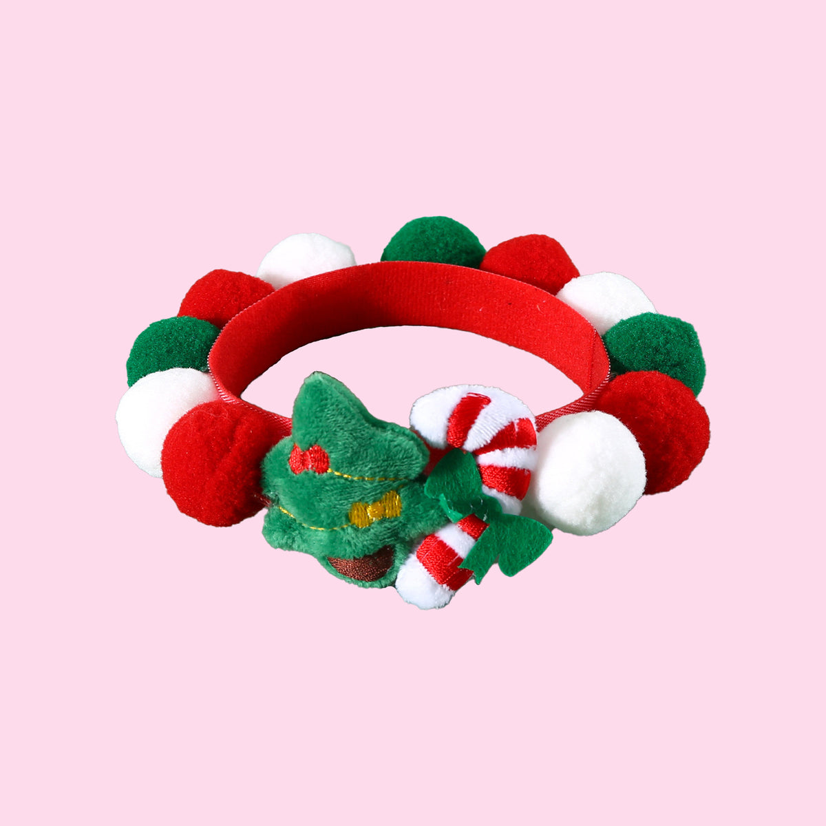 Christmas Pet Pom-Pom Adjustable Cotton Collar Set(2-Pack Size S) - Cat and Dog Holiday Costume, Cute Bell Hat and Tree Umbrella Designs