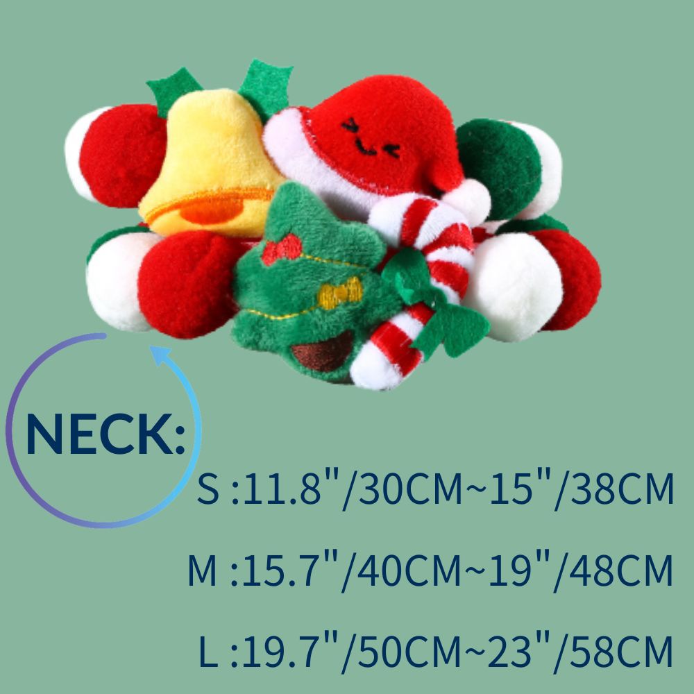 Christmas Pet Pom-Pom Adjustable Cotton Collar Set(2-Pack Size M) - Cat and Dog Holiday Costume, Cute Bell Hat and Tree Umbrella Designs
