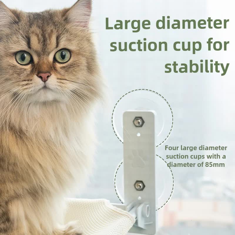 Foldable Window Thickened Plush Cat Perch(52 x 30 cm) - Warm Soft Plush Hammock with Strong 85mm Dual Suction Cups for Indoor Pets