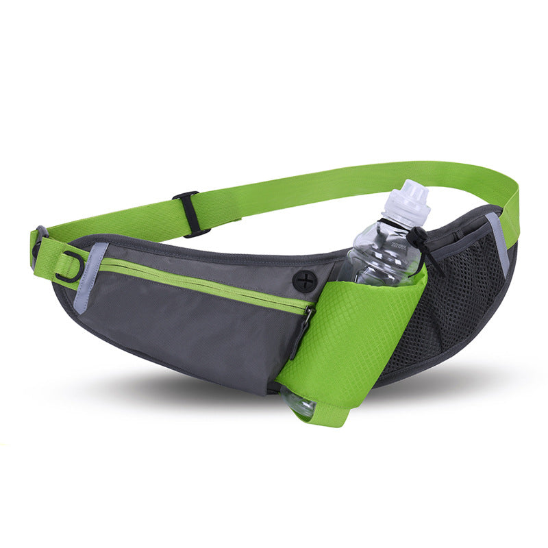Green Adjustable Large Capacity Outdoor Sports Running Waist Pack(Waistline 70-160CM) - Multifunctional Marathon Pouch With Water Bottle Holder &amp; Headphone Exit
