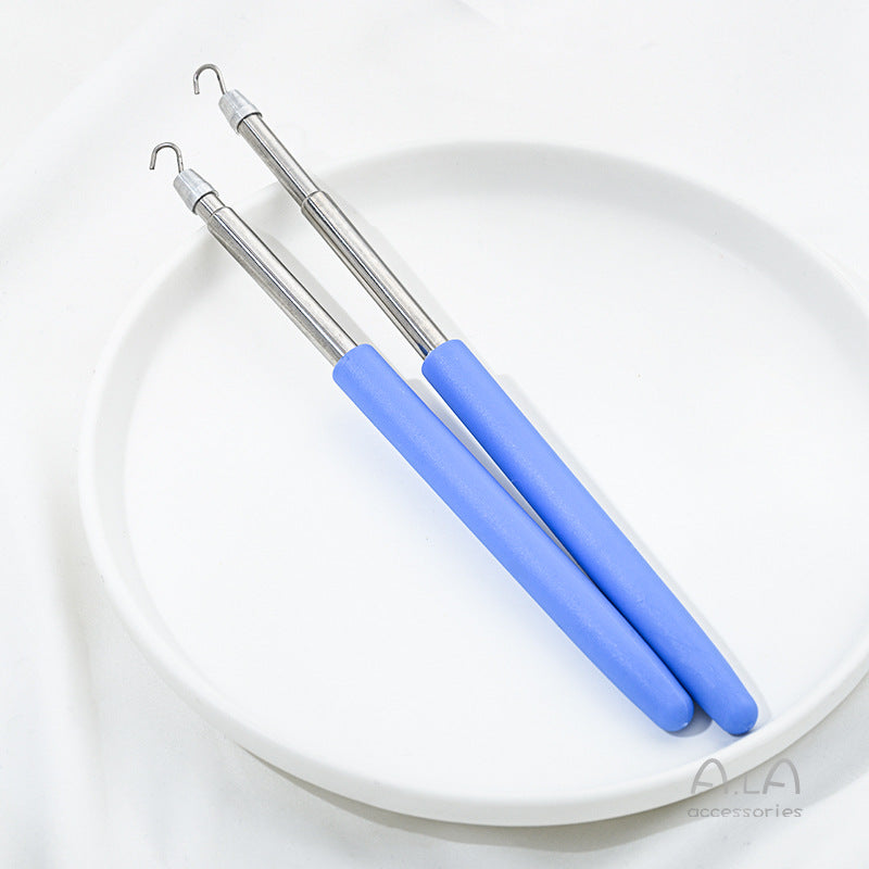 2-Pack Blue Jewelry Fastener Helper Tool - Quick Bracelet & Fine Chain Wearer Aid With Telescopic Titanium Steel Hook