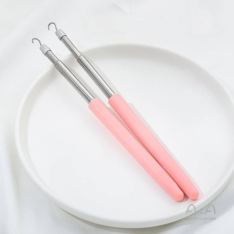 2-Pack Pink Jewelry Fastener Helper Tool - Quick Bracelet &amp; Fine Chain Wearer Aid With Telescopic Titanium Steel Hook
