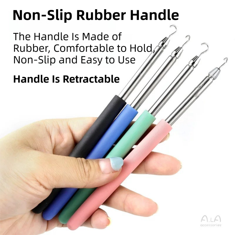 2-Pack Pink Jewelry Fastener Helper Tool - Quick Bracelet & Fine Chain Wearer Aid With Telescopic Titanium Steel Hook