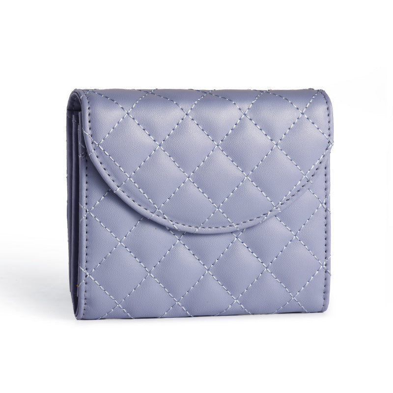 3-Pack Soft PU Rhombus Pattern Quilted Lipstick & Card Holder - Portable & Durable Cosmetic Pouch / Coin Purse (Pink & Purple & Black Large Rhombus Pattern Set)