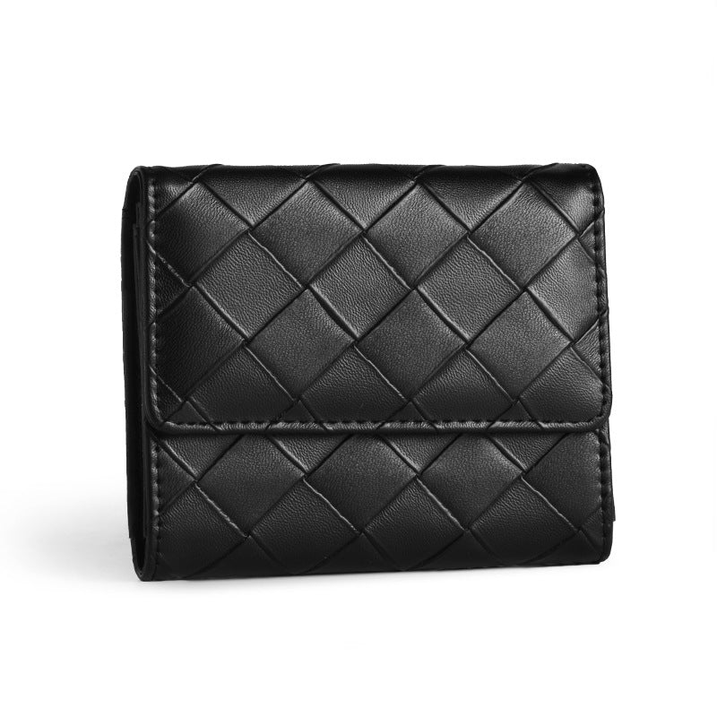 3-Pack Soft PU Rhombus Pattern Quilted Lipstick & Card Holder - Portable & Durable Cosmetic Pouch / Coin Purse (Pink & Purple & Black Large Rhombus Pattern Set)