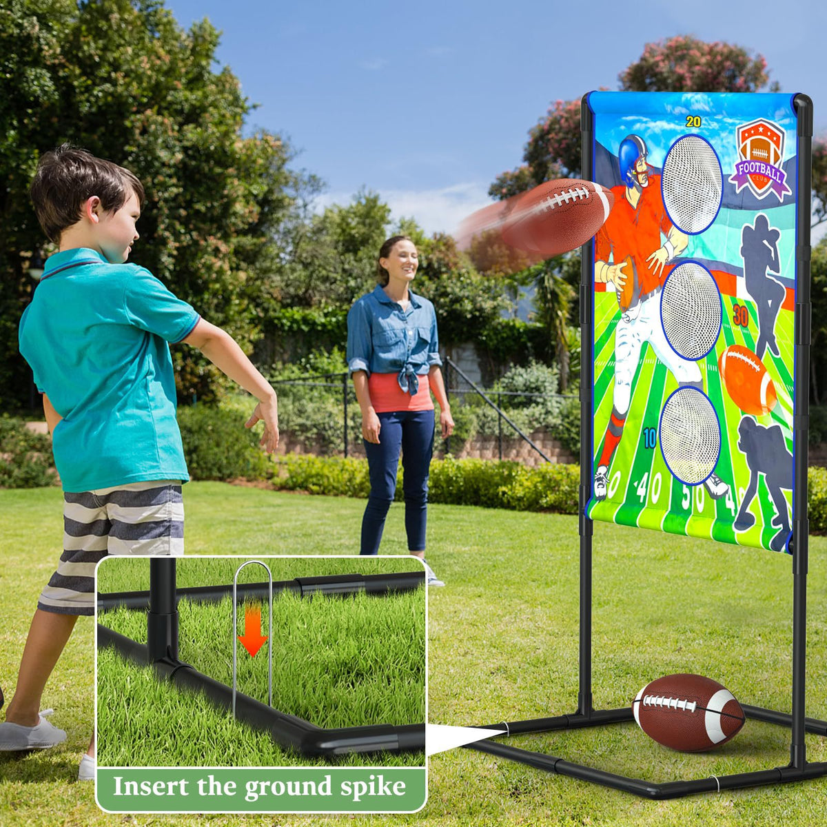 Outdoor/Indoor Portable Rugby Toss Game Set - Football Target Frame &  Rugby Toss Activity Toy, Durable & Easy Assembly Sports Equipment