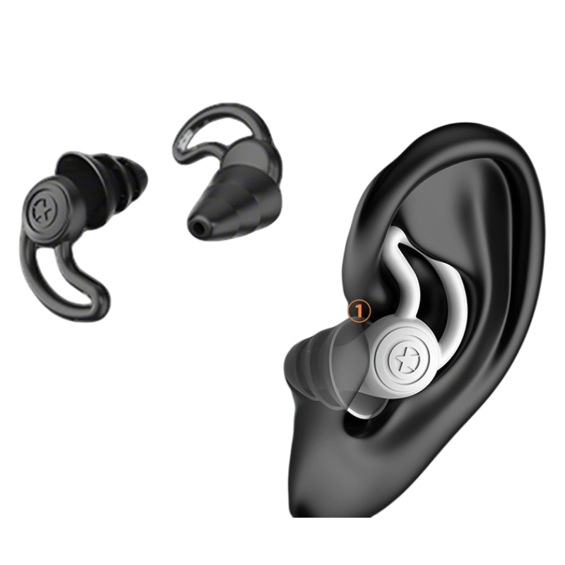 2-Pairs Black Noise Reduction Silicone Ear Plugs for Swimming, Sleep, and Study - Waterproof Reusable Sound Blocking Earplugs