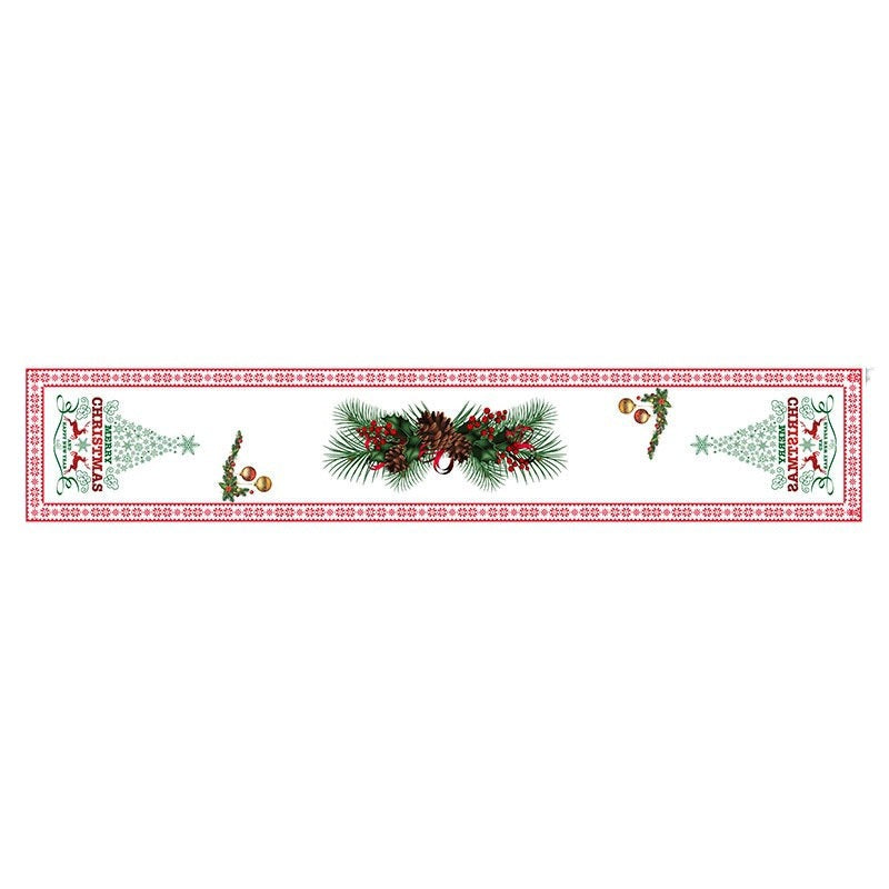 Style-1 New Year &amp; Christmas Table Runner(33 x 180 CM) - Festive Linen Tablecloth, Digital Print Christmas Decor