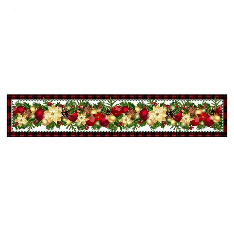Style-6 New Year &amp; Christmas Table Runner(33 x 180 CM) - Festive Linen Tablecloth, Digital Print Christmas Decor