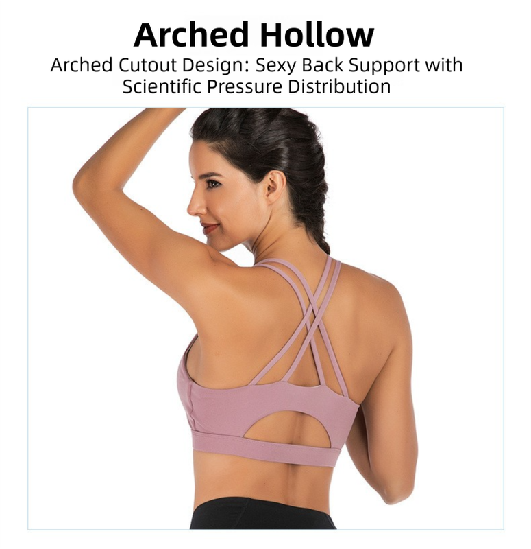 L Size Wine Red Elegant Sexy Criss-Cross Back Sports Bra for Women - High Support & Anti-Shock, Wire-Free Yoga Crop Top with X-Shape Fine Strap