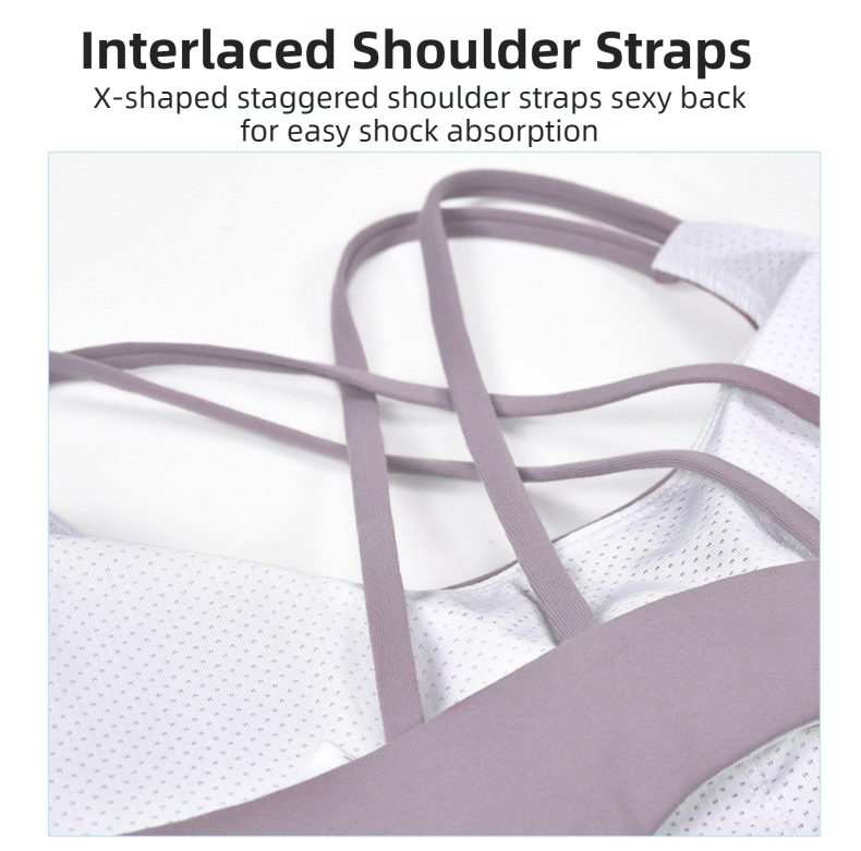 XL Size White Elegant Sexy Criss-Cross Back Sports Bra for Women - High Support & Anti-Shock, Wire-Free Yoga Crop Top with X-Shape Fine Strap