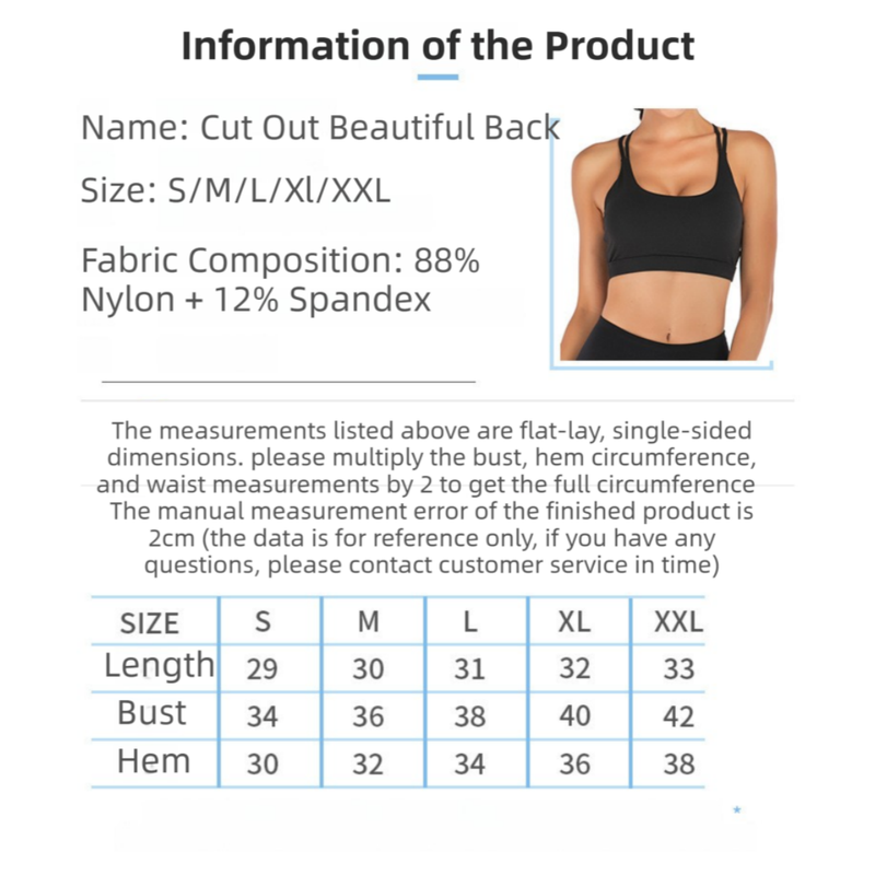 XXL Size Black Elegant Sexy Criss-Cross Back Sports Bra for Women - High Support & Anti-Shock, Wire-Free Yoga Crop Top with X-Shape Fine Strap