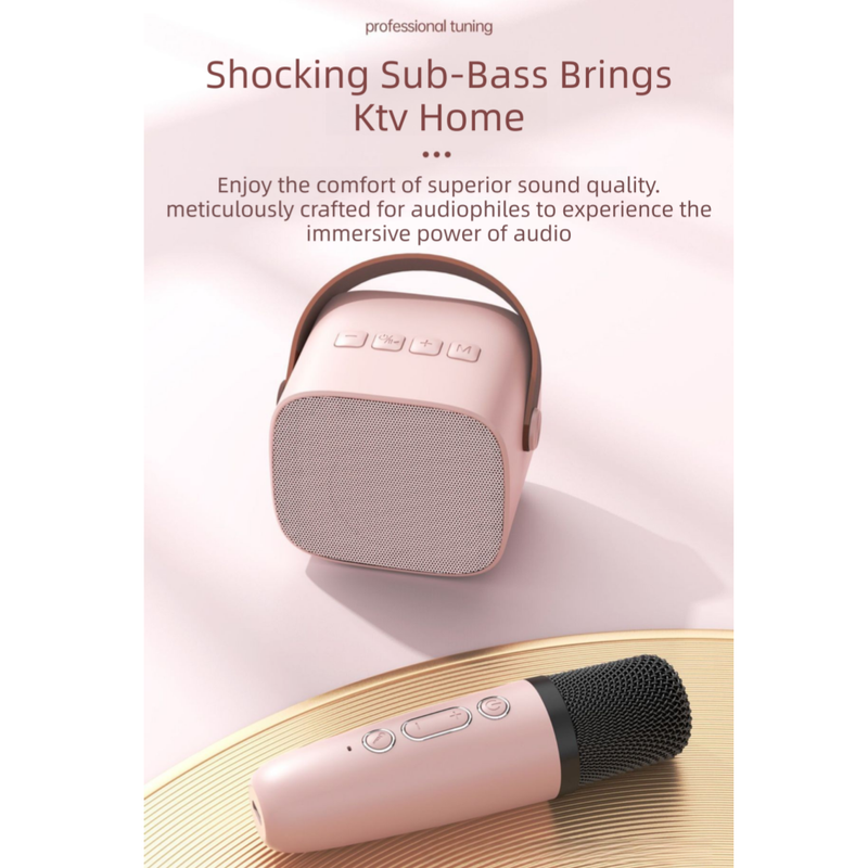 2-Set White & Purple Wireless Dual-Microphone Karaoke Speaker - Portable Handheld K1 Bluetooth All-in-One KTV Singing Machine