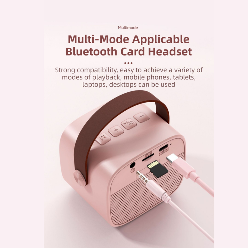 2-Set Pink & Blue Wireless Dual-Microphone Karaoke Speaker - Portable Handheld K1 Bluetooth All-in-One KTV Singing Machine