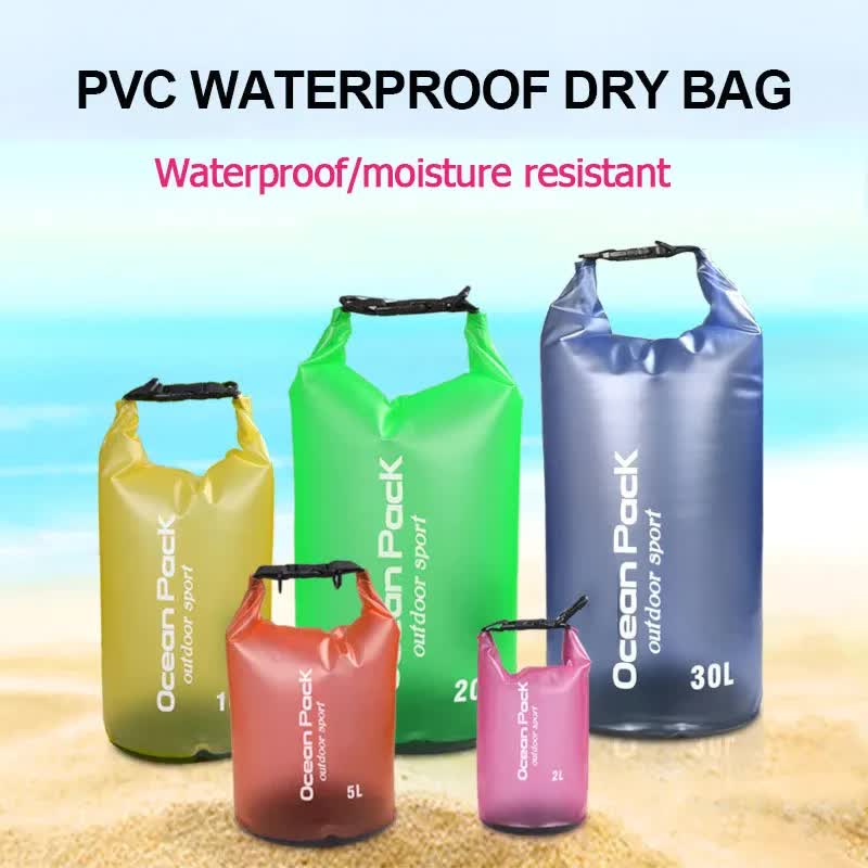 Dark Green 5L PVC Waterproof Swimming Bag Bonus with Waterproof Phone Pouch - Roll-Top Floating Dry Gear Bags for Beach, Kayaking & Outdoor Sports