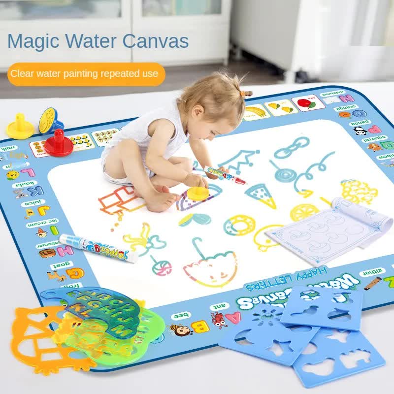 80x60CM Dinosaur World Water Doodle Mat - Mess-Free Prehistoric Educational Aqua Toy, Deluxe 10-Piece Set
