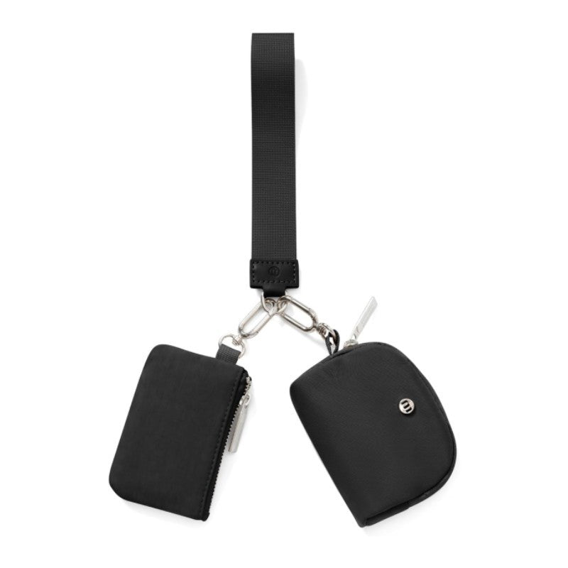 Black Women&#39;s Ultralight Fashion Nylon Wristlet Pouch Set - Portable Mini Coin Purse &amp; Key Holder Wallet