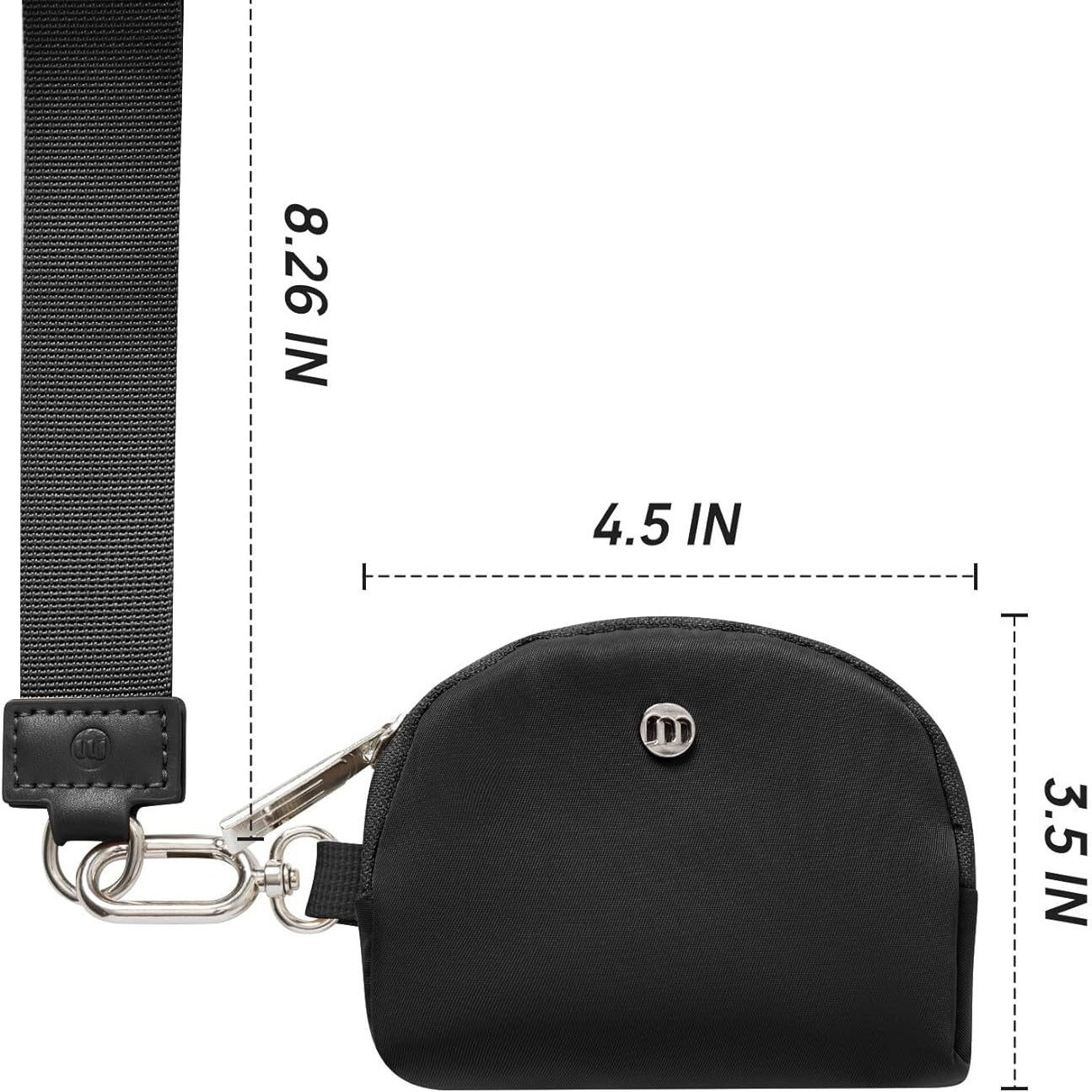 Black Grey Women's Ultralight Fashion Nylon Wristlet Pouch Set - Portable Mini Coin Purse & Key Holder Wallet