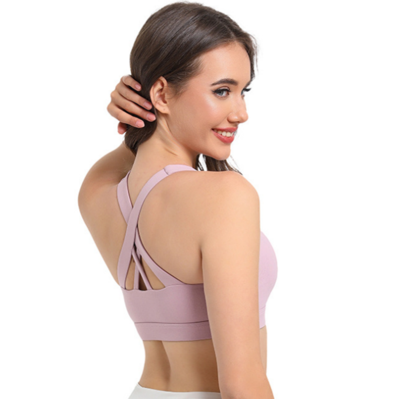 2-Pack Pink High-Support Shockproof Sports Bra(S Size) - Women's Backless Yoga Running Vest with Naked-Feel Comfort (Padded & Wire-Free)