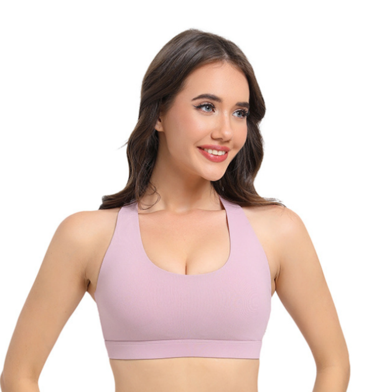 2-Pack Pink High-Support Shockproof Sports Bra(M Size) - Women&#39;s Backless Yoga Running Vest with Naked-Feel Comfort (Padded &amp; Wire-Free)