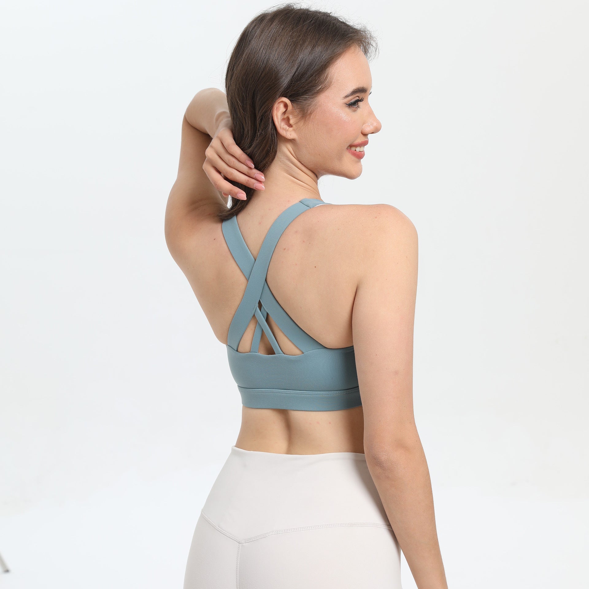 2-Pack Blue High-Support Shockproof Sports Bra(S Size) - Women's Backless Yoga Running Vest with Naked-Feel Comfort (Padded & Wire-Free)