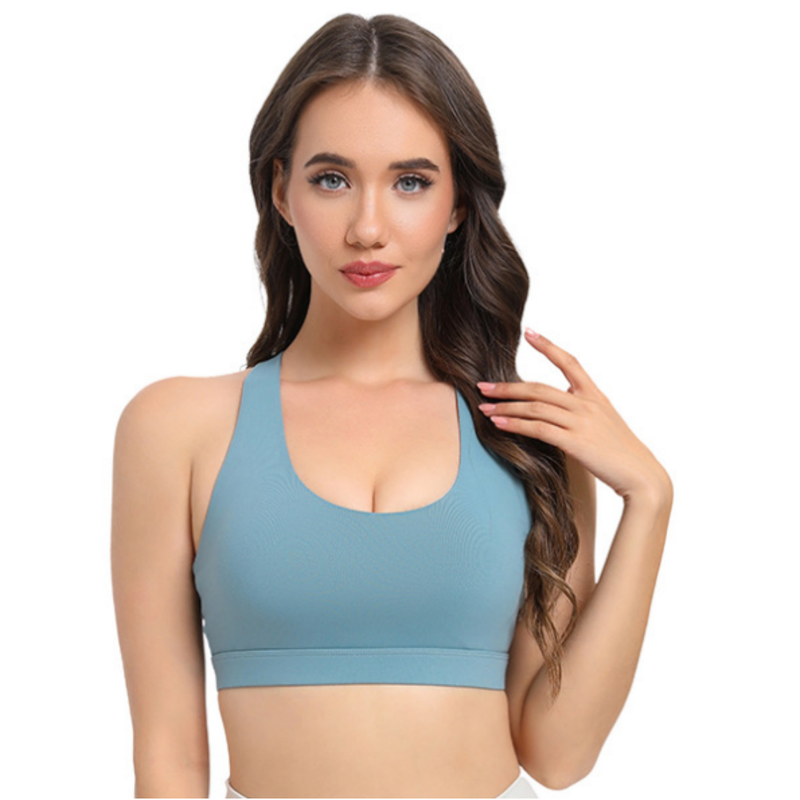 2-Pack Blue High-Support Shockproof Sports Bra(XL Size) - Women&#39;s Backless Yoga Running Vest with Naked-Feel Comfort (Padded &amp; Wire-Free)