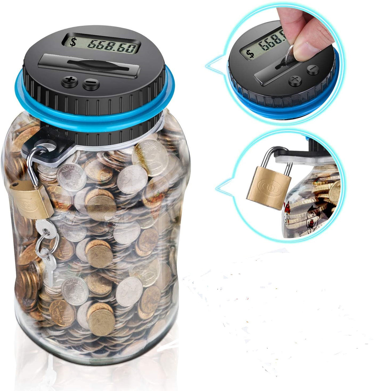 Digital Counting Money Box with Lock - AUD Australian Coin Compatible Piggy Bank for Kids &amp; Adults (7.95x4.45in)
