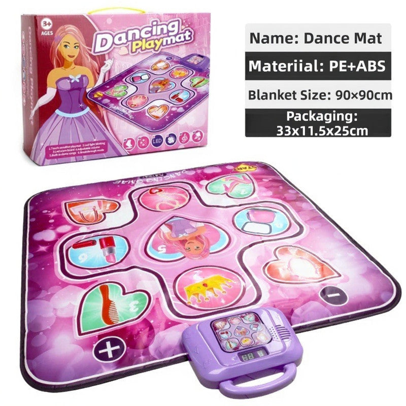 Purple Wireless Kids Electronic Princess Dance Mat &amp; Music Playmat(90x90CM) - 7 Modes Foot Game Pad Toy with Digital Score Display