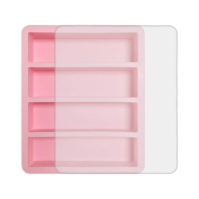 2-Packs Pink Flexible 4-Grid Silicone Long Ice Cube Tray with Lid - Easy Release Reusable Mold for Narrow Bottles &amp; Cocktails
