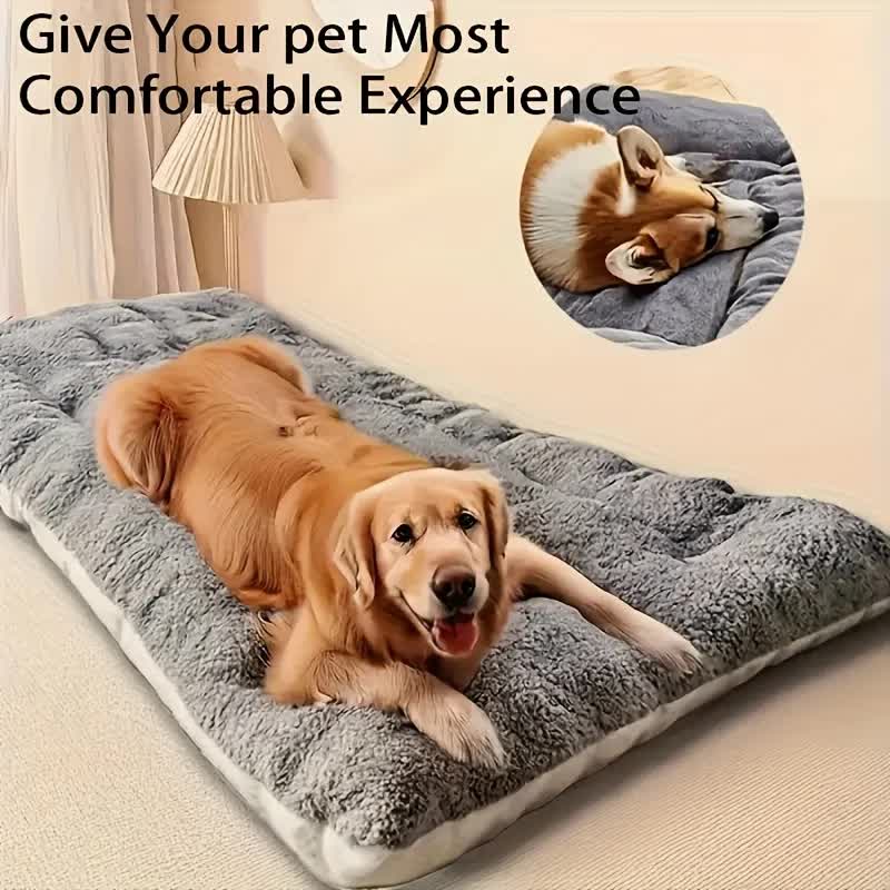 Superior Insulation Grey Dual-Sided Pet Sleeping Mat(40X60CM) for Dogs &amp; Cats - 3D Thickened Support &amp; Durable Wavy Quilting, Reversible Lamb Velvet &amp; Brushed Cotton Bed