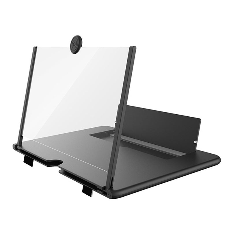 Black 16-Inch Ultra-Clear Portable Retractable HD Mobile Phone Screen Magnifier - Eye Protection Fresnel Lens Projector, with Built-in Phone Holder &amp; Adjustable Base