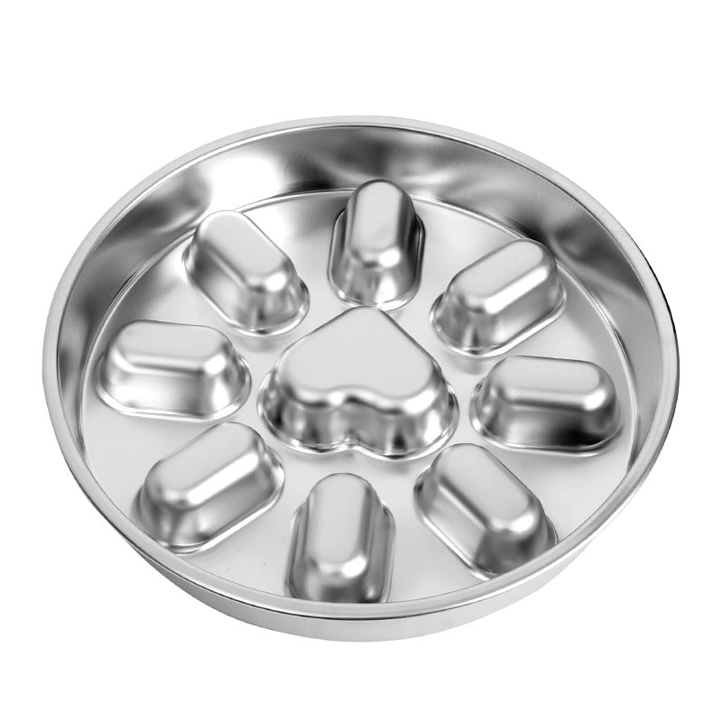 2-Pack Reversible Heavy-Duty 304 Stainless Steel Slow Feeder Bowl(23x23x3.5CM) - Anti-Slip/Tip Pet Dish for Dogs &amp; Cats to Prevent Bloating and Choking