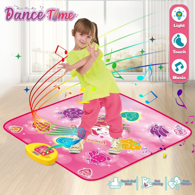 2-Pack Kids Multifunctional Electronic Dance Mat(100x87CM) - Unicorn &amp; Purple Ornament Theme Play Mat with Sound Recognition for Early Education and Physical Exercise