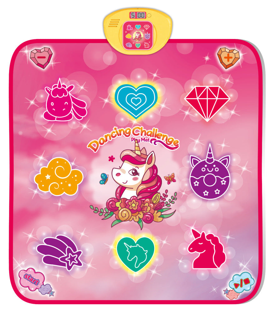 2-Pack Kids Multifunctional Electronic Dance Mat(100x87CM) - Unicorn & Purple Ornament Theme Play Mat with Sound Recognition for Early Education and Physical Exercise