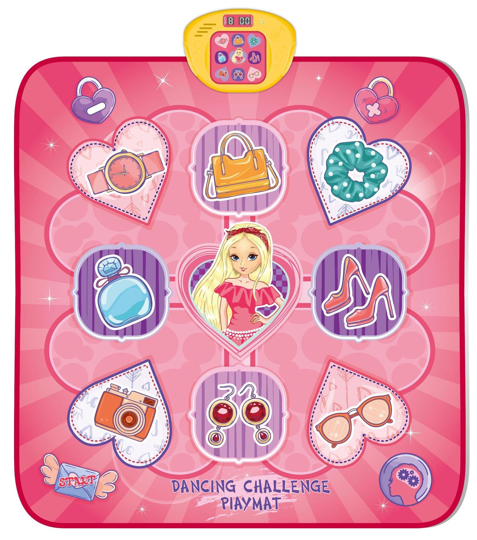 2-Pack Kids Multifunctional Electronic Dance Mat(100x87CM) - Dessert & Pink Ornament Theme Play Mat with Sound Recognition for Early Education and Physical Exercise