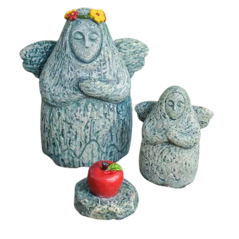 Zelda Goddess Statue Figurine(Small Goddess Statue + Apple) - Retro Resin Finish, Hyrule Shrine Model for Garden, Aquarium &amp; Car Decor