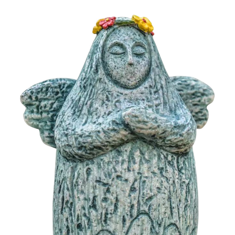 Zelda Goddess Statue Figurine(Large Statue with Flower Crown + Apple) - Retro Resin Finish, Hyrule Shrine Model for Garden, Aquarium & Car Decor