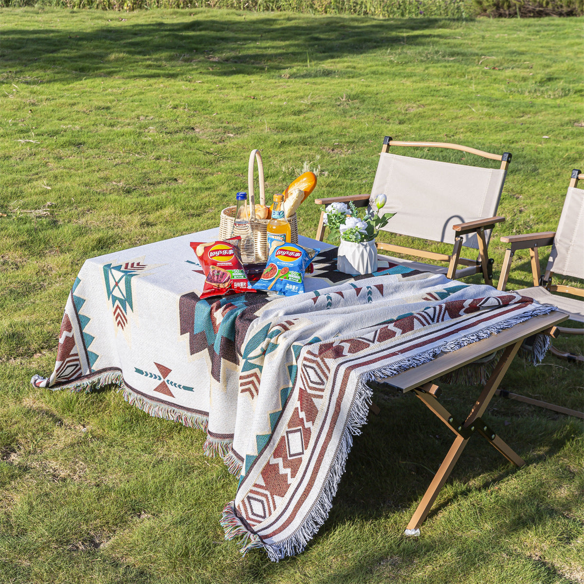 Mutifunctional 90 x 180 CM Bohemian Outdoor Picnic Blanket &amp; Throw - Thick, Moisture-Proof Mat for Camping, Beach &amp; Home Decor