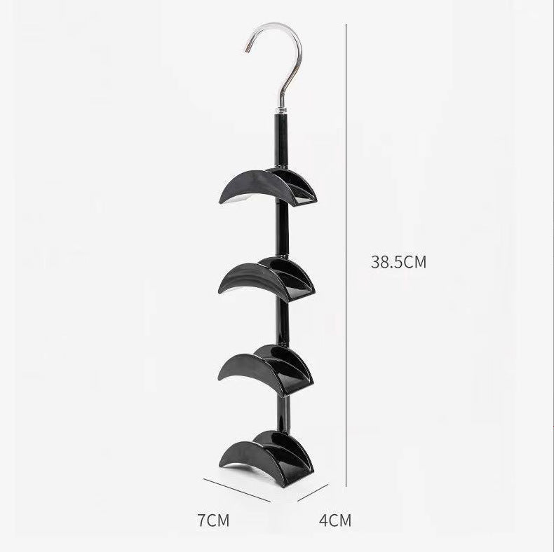2-Pack Black 360 Degree Rotating 4-Tier Closet Organiser Hook - Multi-Functional Bag Hanger, Tie &amp; Belt Rack for Wardrobe Storage
